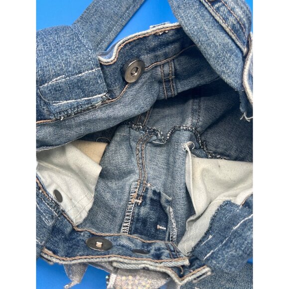 Denim Handbag With Silver Accents & Shoulder Strap - Picture 3 of 3